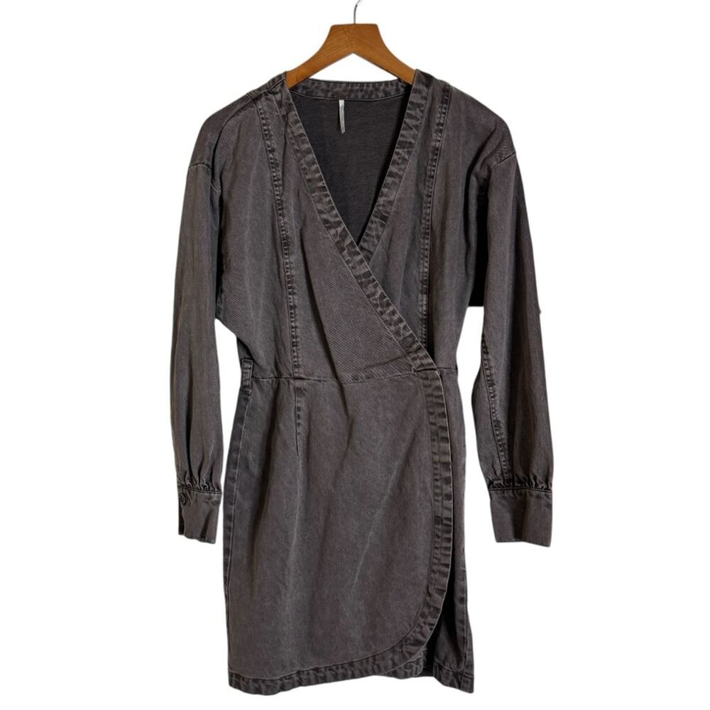 Revolve Young Fabulous and Broke Brown Denim Wrap Dress Womens Size XS